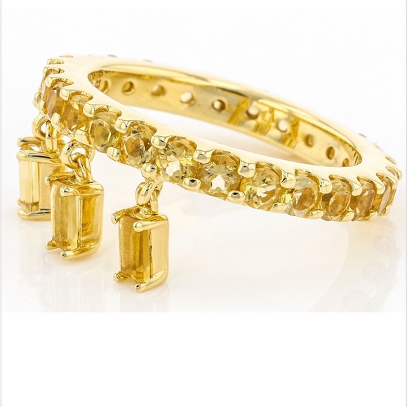 Yellow Citrine 3-Charm Ring 1.73ctw Brazilian mined Citrine - Picture 3 of 6
